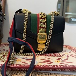 Black Calfskin Leather Mini Sylvie Chain Shoulder Bag